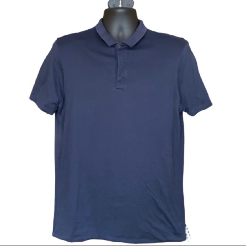COS double layer cotton polo shirt in dark blue size L